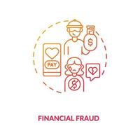 Financial fraud on dating website concept icon. vector