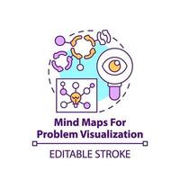 Mapas mentales para el icono del concepto de visualización de problemas vector