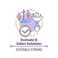 Evaluate and select solutions concept icon vector