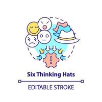 Six thinking hats concept icon vector