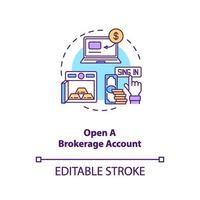 Opening brokerage account concept icon vector