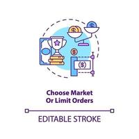 Choosing market and limit orders concept icon vector