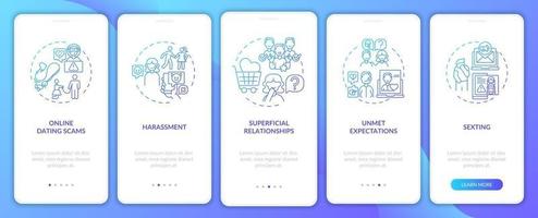 Supeficial relationship onboarding mobile app page screen with concepts. vector