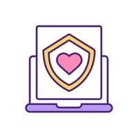 Secure online dating website RGB color icon. vector