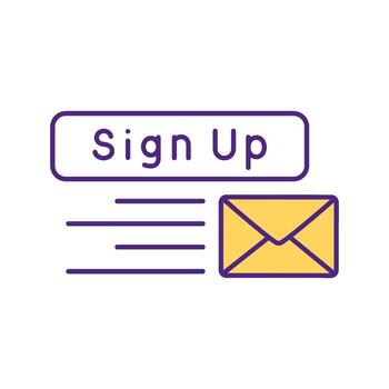 Sign up to send messages RGB color icon. vector
