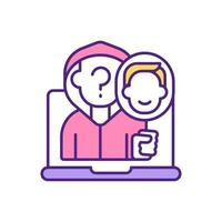 Fake user on dating app RGB color icon. vector