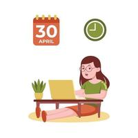 Woman Working From Home vector