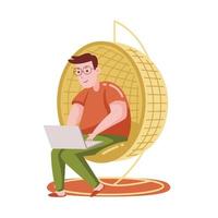 Man Working From Home vector