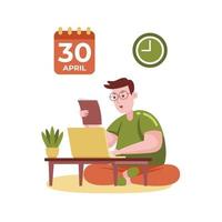 Man Working From Home vector