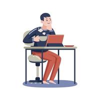 Man Working From Home with Digital Tablet vector