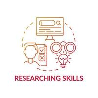 Researching skills red gradient concept icon vector