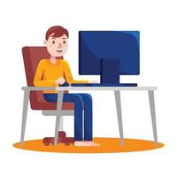 Man Working From Home vector