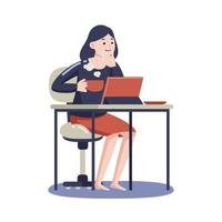 Woman Working From Home with Digital Tablet vector