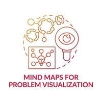 mapas mentales para la visualización de problemas icono de concepto de degradado rojo vector