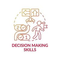 Decision making skills red gradient concept icon vector