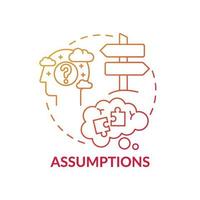 Assumptions red gradient concept icon vector