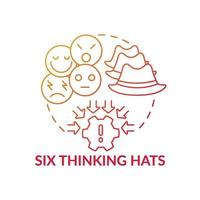 Six thinking hats red gradient concept icon vector