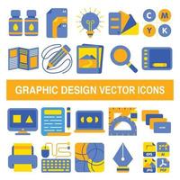 Graphic design vector icons in flat design style.