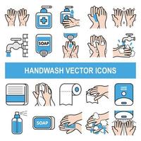 Handwash vector icons in filled outline design style.