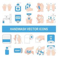 Handwash vector icons in flat design style.