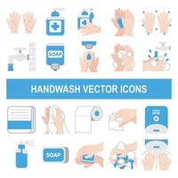 Handwash vector icons in flat design style.