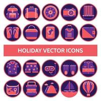 iconos de vector de vacaciones en estilo de diseño de placa.