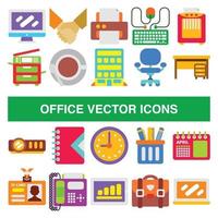 iconos de vector de oficina en estilo de diseño plano.