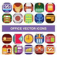 iconos de vector de oficina en estilo de diseño de placa.