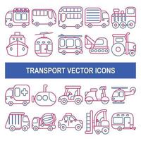 Transport vector icons in outline design style.