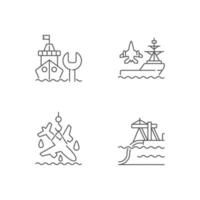 Maritime sector linear icons set vector