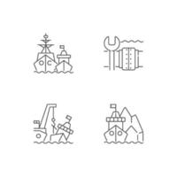 Maritime structures and regulation linear icons set vector