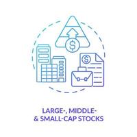 Large, middle and small-cap stocks concept icon vector