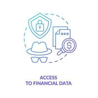 acceso al icono del concepto de datos financieros vector