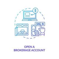 Opening brokerage account concept icon vector