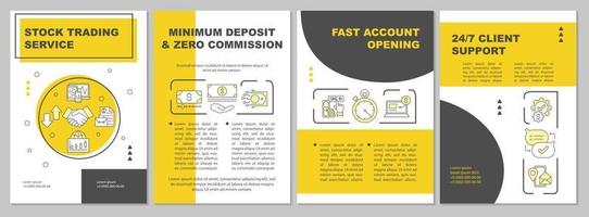 Stock trading service brochure template vector