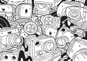 Camera doodle with vector illustration.