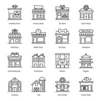 Shop, Building and Architecture Icons vector