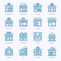 Shop, Building and Architecture Icons vector