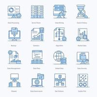 iconos de big data y procesamiento de datos vector