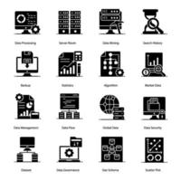 Big Data and Data Processing Icons vector