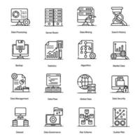 iconos de big data y procesamiento de datos vector