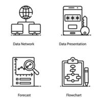 iconos de big data y datacenter vector