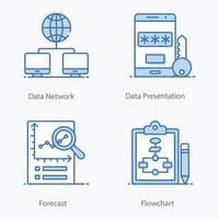 iconos de big data y datacenter vector