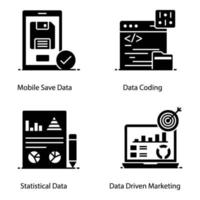 red de datos e iconos de big data vector