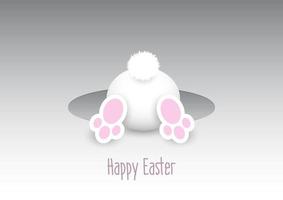 easter background with cute easter bunny looking down a rabbit hole vector