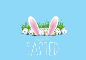 easter background with eggs and bunny ears vector