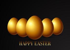 Easter background with golden eggs vector