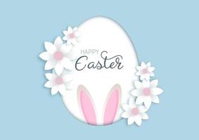 Cute Easter background with flowers and bunny ears vector