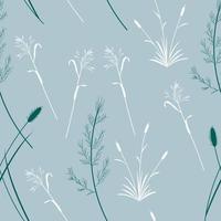 Seamless pattern with wild grasses silhouette vector