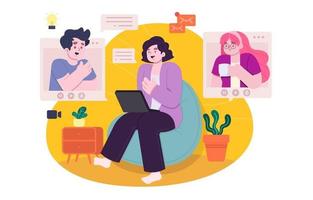 Online Chatting Concept Design vector